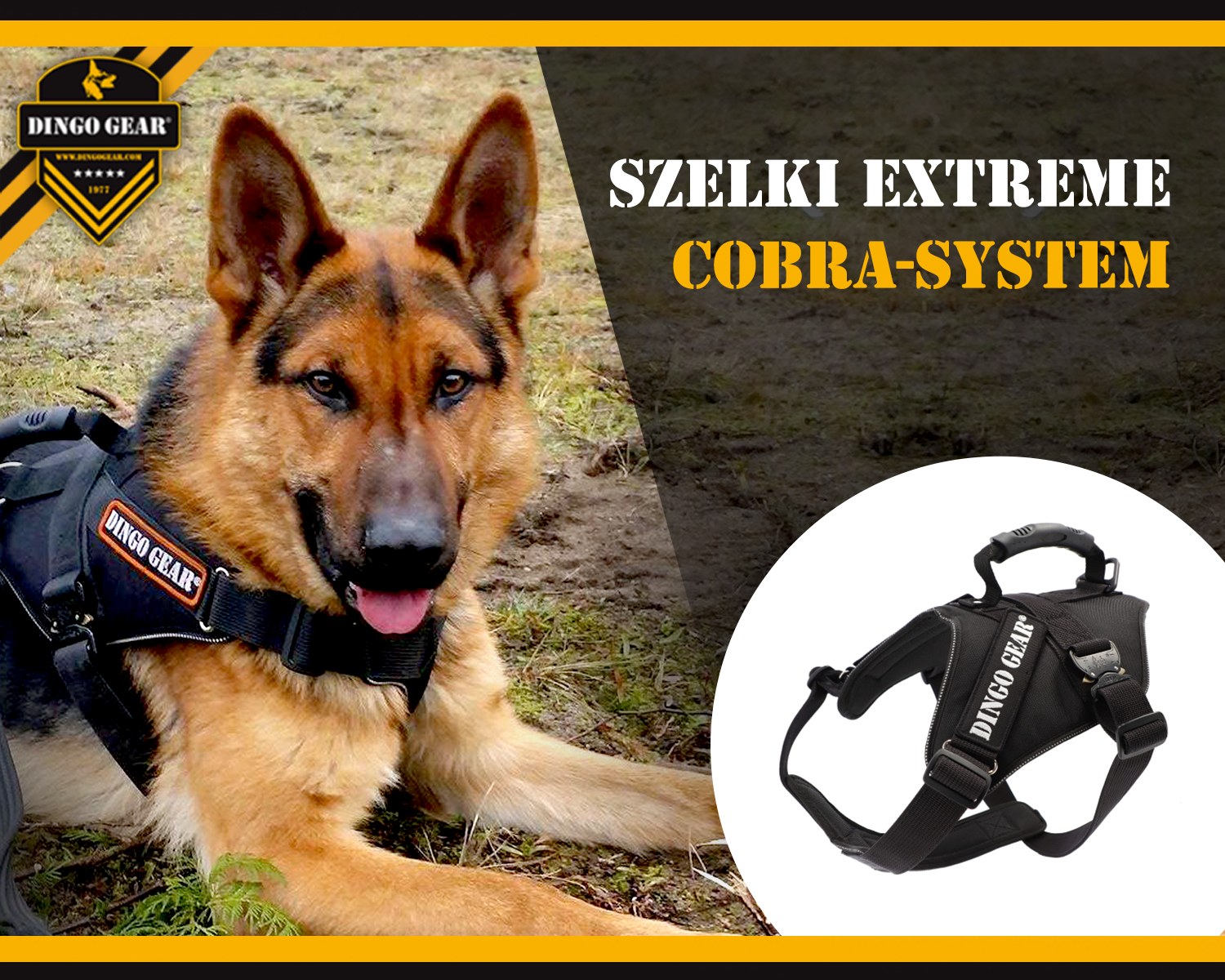 Zastosuj szelki Extreme Cobra System dla twojego psa