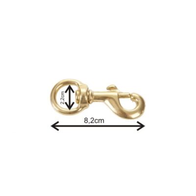 Karabińczyk pełny mosiądz długość - 8,2cm;  ucho - 2,2cm